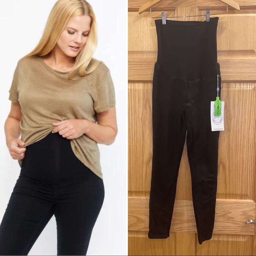 MATERNITY RE:DENIM ANKLE SKINNY WITH BELLYBAND IN BLACK - Picture 2 of 12